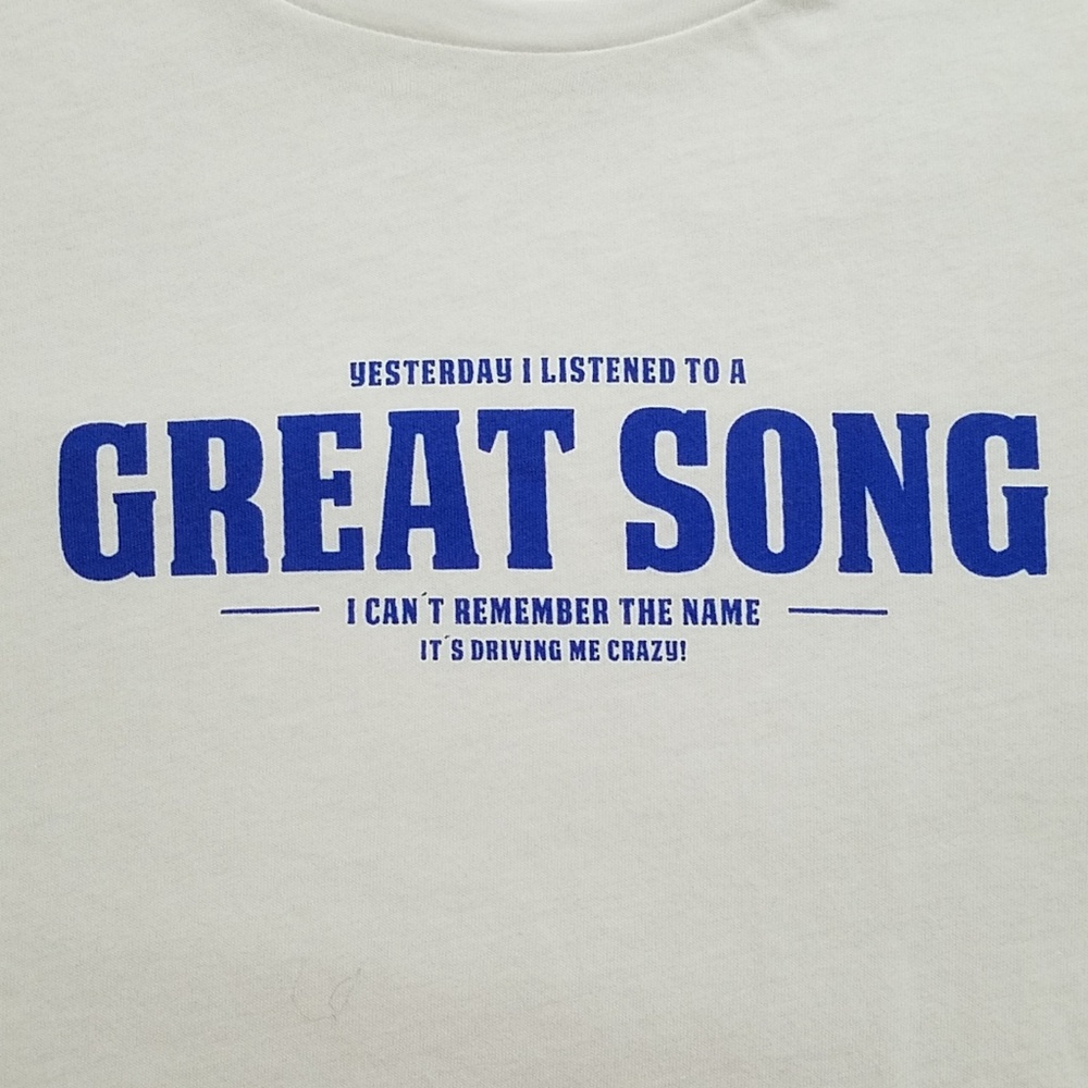 ZARA 'Yesterday I listened to a Great Song...' graphic print tee Lg. pop culture - Picture 2 of 7
